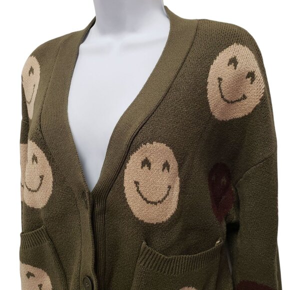 Forever 21 Womens Smiley Face Sweater Cardigan Size Small - Picture 3 of 8